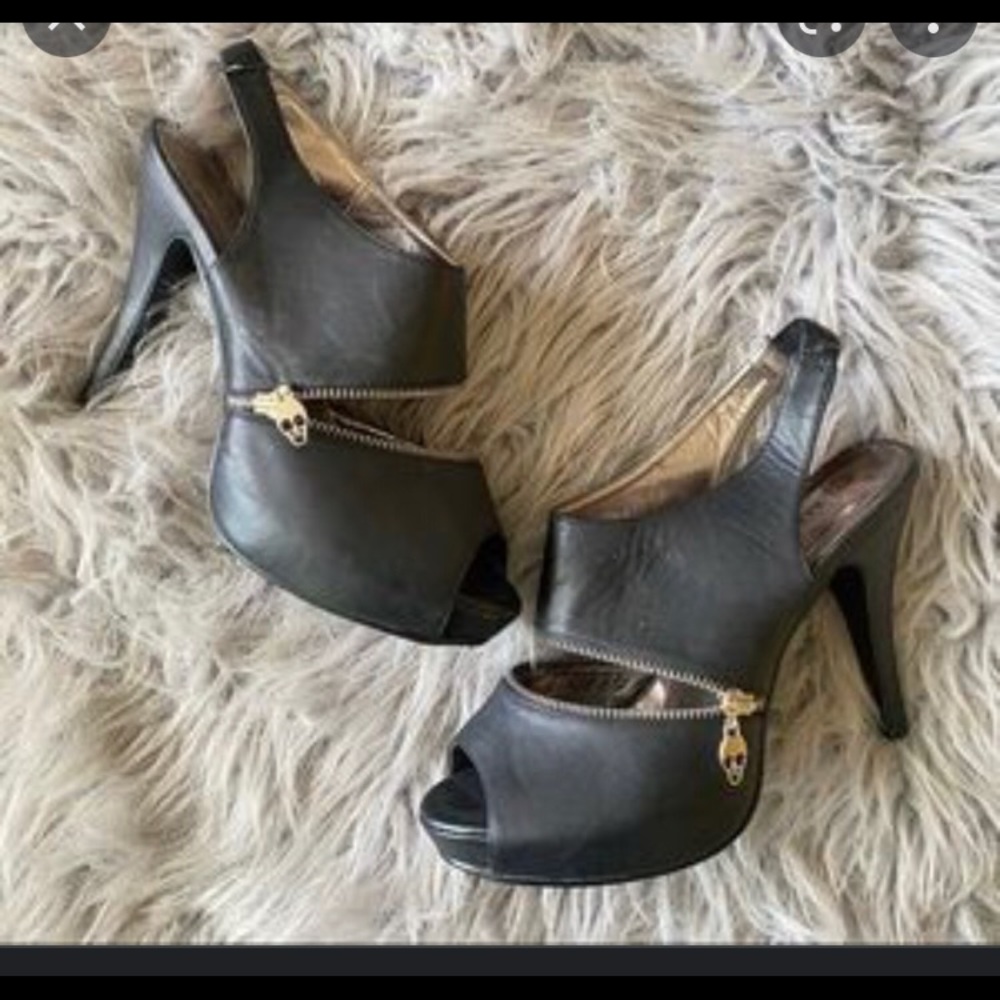 (I’m looking for these) Rampage black slingback zipper detail heels